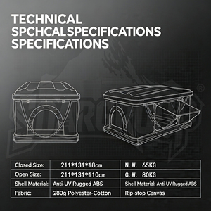 Carpa de Techo Rígida Cuadrada ABS para SUV 4x4, Fácil de Instalar, Impermeable, Tipo Concha, con Escalera - Product Image 5