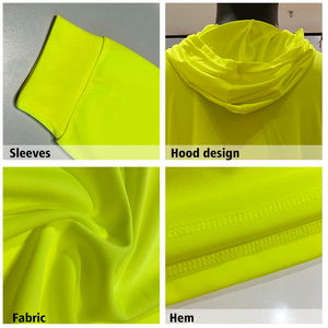 低MOQポリエステル高視認性作業服メンズ建築作業用シャツ黄色安全ドライフィット長袖フード付きシャツカスタムロゴ - Product Image 6