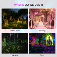 Lumière laser Firefly 8W IP65 RGBW DMX512, activée par le son, rotative, à vitesse réglable pour les parcs à thème et les fêtes d'anniversaire