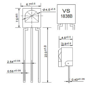 Módulo Receptor Infrarrojo Pinch de 3mm con Tubo LED Transparente Negro para Sensor de Aire Acondicionado con Control Remoto - Product Image 2