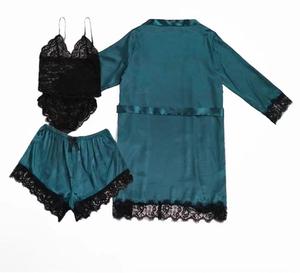 新款女式睡裙真丝性感睡衣四件套女士睡衣套装 - Product Image 3