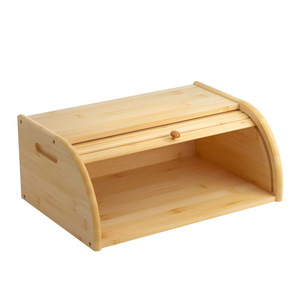 Caja de Pan de Bambú con Tapa Enrollable, Almacenamiento de Cocina, Conservación de Frescura, Contenedor de Alimentos de Madera Natural con Forma Rectangular - Product Image 1