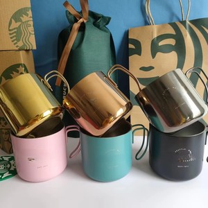 <strong>Star</strong> High-value Electroplated <strong>Mug</strong> 304 Stainless Steel Coffee Cup Anti-fall with Handle Student Couple Cup - Product Image 1