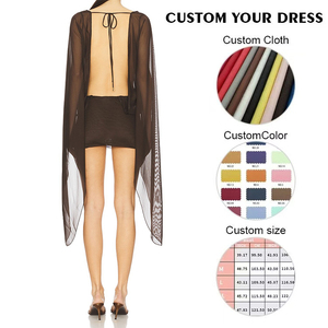 Abito Estivo Sexy ed Elegante in Chiffon Trasparente con Scollo a V Profondo e Schiena Scoperta per Donna, Ideale per Club e Feste Notturne, OEM - Product Image 2