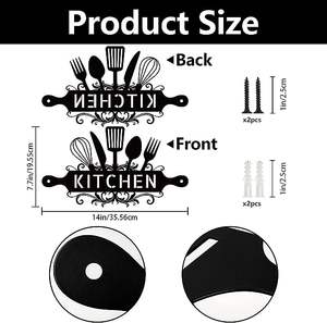 Noir cuisine métal Art mur <span class=keywords><strong>pochoir</strong></span> décor entrée <span class=keywords><strong>salon</strong></span> décoration signes - Product Image 5