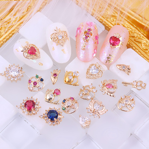 Qianya Queen Magic Heart Wing 3D Nail Art Charms Popular Rose Pink Color Shinny Nail Zircon Sailor Decals - Product Image 1