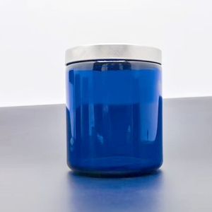 Bocaux étanches à l'air bleu cobalt de 8oz contenants cosmétiques bleus givrés étanches complètent le bocal en verre avec capuchon en métal Protection UV - Product Image 2