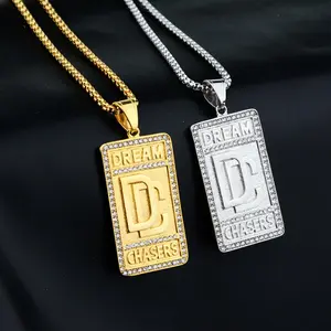 Duyizhao Wholesale Stainless Steel High Quality Hip Hop Icedout Dream Chasers Tags Charm Pendant Jewelry