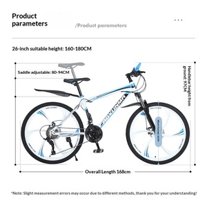 Vélo de montagne 26/24 pouces, 21/27 vitesses, pour hommes et femmes adultes, double frein à disque, cadre en acier à haute teneur en carbone, vélo de <span class=keywords><strong>cross</strong></span>-<span class=keywords><strong>country</strong></span> - Product Image 3