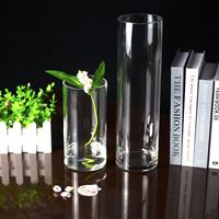 Vases cylindriques en verre transparent épais classiques 40cm 50cm 35cm 60cm Design Art déco traditionnel pour les modèles de mariage hauts