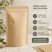 Sachet Doypack Industriel Compostable en Kraft Testé OWS avec Fermeture Zip Refermable