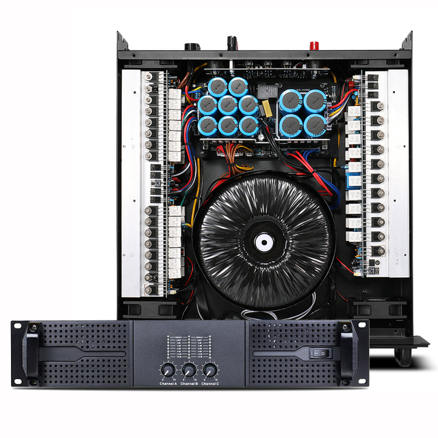 Hot Sells 2U 800W+800W+1200W Power Amplifier 3 Channel Class H Audio Sound Stereo Subwoofer Professional Amplifier