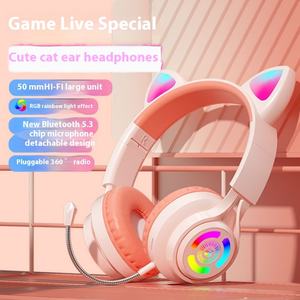 Oreja de gato de dibujos animados S3 transfronteriza para auriculares Bluetooth accesorio de juego inalámbrico luminoso para PS4 para Esports New Kids - Product Image 3