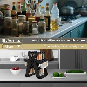 Hot Sale Multifunctional Rotating <b>Spice</b> Rack With 18 Glass <b>Jars</b> Revolving Bottle Organizer - Seasoning Organize Set for Kitchen - Product Image 2