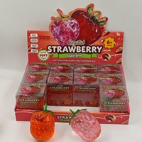 Jouet anti-stress transparent en TPR, gelée de vaseline fraise, effet souple, pour ASMR, à presser, en forme de fruit