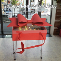 Boîte d'emballage cadeau de luxe en gros avec couvercle transparent et nœud en satin pour cadeaux de la Saint-Valentin, ensembles de boutique, événements