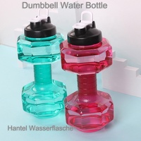 Grande bouteille portable durable en plastique sans BPA pour sports de plein air, bouteille d'eau d'haltère de 2,6 l