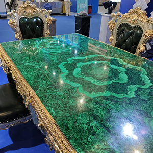 Fotos reales ventas directas de fábrica malaquita verde mesa de comedor de malaquita mesa de mármol verde - Product Image 1