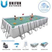 Piscina Rectangular con Marco de Acero de 5.49x2.8x1.22m, Piscina Grande Elevada para Jardín Familiar al Aire Libre