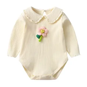 New Arrival Autumn Baby Girls Rompers 3D Flower Long Sleeve Comfy Cotton Baby Rompers