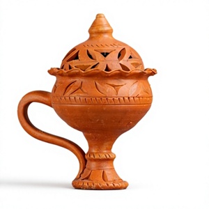 Brûleur d'encens chinois en argile fait main avec poignée, diffuseur de fumée aromatique, parfum d'ambiance religieux toutes saisons, décoration maison Ramadan Aïd - Product Image 5