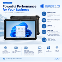 Tablette robuste 13,3 pouces avec processeur i7 12e génération, 32 Go de RAM, Windows 11, 4G/WiFi6/GPS/BT NFC, batterie amovible, étanche IP65, PC industriel