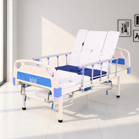 Lit médical et de soins à domicile multifonctionnel manuel avec trou pour commode, lit de soins à bascule réglable, table à manger et barreaux latéraux