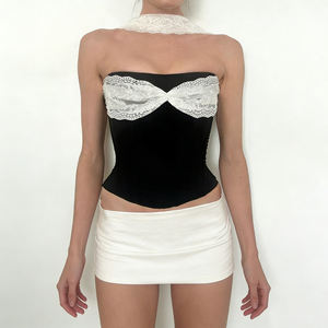 Top élégant sans bretelles en dentelle respirante et bustier corset chic ajusté pour femme - Product Image 3