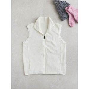 Flunder Chaleco de talla grande para mujer tejido Flea Collyup M blanco invierno/primavera bordado exterior tejido botón Logo Crop - Product Image 1