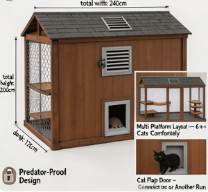 Large Outdoor <strong>Cat</strong> <strong>Run</strong> Enclosure Wooden Eco-Friendly Multi-Level Platforms Weatherproof <strong>Cat</strong> House Backyard <strong>Garden</strong> Walk-in - Product Image 2