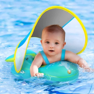 Flotadores Inflables de PVC Azul para Piscina con Asiento de Seguridad, Anillos Flotantes Portátiles para Actividades Acuáticas Infantiles - Product Image 1