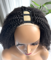 Perruque U-Part 4C Afro Kinky Coily en Cheveux Indiens Non Traités, Densité 180%, avec Cordon de Serrage et Ligne de Cheveux Invisible, Vente en Gros