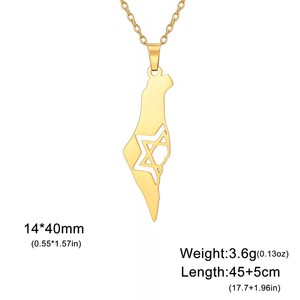 Collar de <span class=keywords><strong>mapa</strong></span> de <span class=keywords><strong>Israel</strong></span>, nuevo diseño, collar con colgante impermeable de estrella de David esmaltado, collar impermeable de alto pulido - Product Image 6