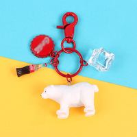 Polar Bear Móc Khóa Coca Đá Mặt Dây Chuyền Chìa Khóa Xe Hơi Thủ Công Sáng Tạo Mặt Dây Chuyền Tai Nghe Túi Mô Phỏng Động Vật Cổ Điển