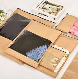 ถุงซิปล็อคพลาสติกสีน้ำตาลคราฟท์แบบรีไซเคิลได้ สำหรับใส่เสื้อผ้า เช่น กางเกงยีนส์ เดรส เสื้อยืด เสื้อฮู้ด พร้อมหน้าต่างใส - Product Image 3