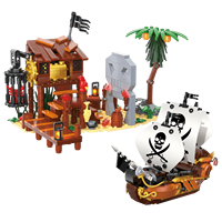 Meilleures ventes transfrontalières en gros : Décorations de blocs de construction DIY : Ensembles de blocs de construction pour la chasse au trésor mystérieux et la chasse au trésor pirate
