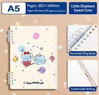 Cuaderno de Papel Offset 120P A5 Kawaii con Rayas, Cubierta de PP, Tapa Gruesa, Impresión Personalizada Promocional para la Escuela y la Oficina