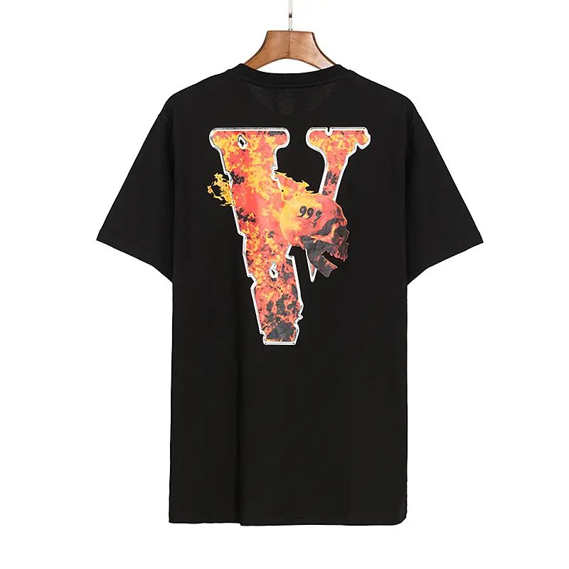 Hip hop men t shirts Fashion design brand men's Loose hip-hop back short-sleeve unisex big logo V T-shirt