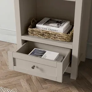 Estantería estrecha Estantería de madera de diseño compacto con estantes ajustables y cajón Sala de estar Estante de libros de oficina - Product Image 3