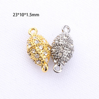Fermoirs magnétiques en alliage en forme d'olive avec strass pour bijoux, accessoires de bricolage pour bracelets et colliers