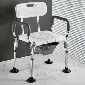 Chaise de douche Zhuomao avec accoudoirs et dossier, en alliage d'aluminium, hauteur réglable sur 6 niveaux, équipement de sécurité pour salle de bain - Product Image 3