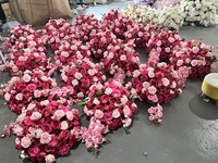 Boule de fleurs artificielles W-D0241, rose vif, rose artificielle, boule de fleurs pour centre de table de mariage, décoration de table de fête
