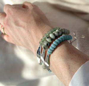 Bracelet en acier inoxydable plaqué or 18 carats PVD Jietao avec barre gravée et perles de jade aventurine naturel, bijou spirituel avec citation <span class=keywords><strong>positive</strong></span> - Product Image 5