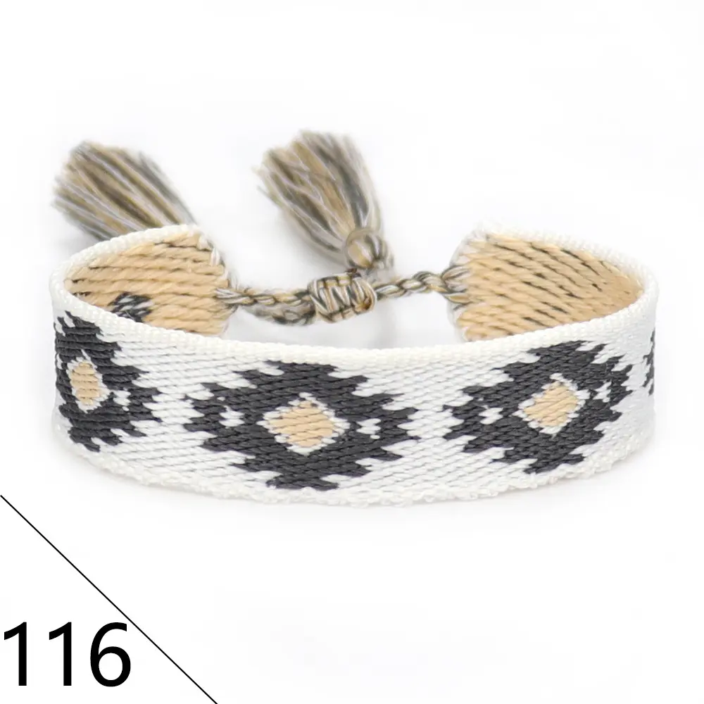 Factory Direct Stock Wholesale Webbing Braided Wrist Band Hand Embroidery Tassel Bracelets Embroidery LOGO Webbing Wristbands