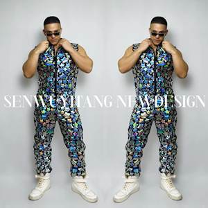 Costume <span class=keywords><strong>da</strong></span> Ballerino di Street Dance FUNTOYS, Tuta con Paillettes a Specchio Laser per Palcoscenico, Hip Hop, Club, Bar, Danza <span class=keywords><strong>da</strong></span> Sala Stampata - Product Image 6