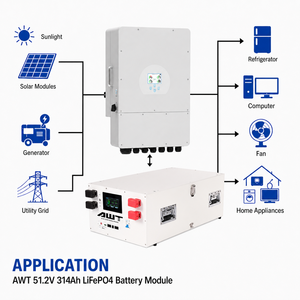 AWT EU PL Stock 280Ah 51.2V 15kWh JK BMS 2A Bilanciatore Attivo 15kWh 30kWh 45kWh Accumulatore di Energia Domestica 48V Pacco Batterie LiFePO4 - Product Image 6