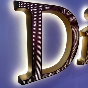 工厂制造的黄金商店字母名称商店标志打孔整个发光二极管字母标志发光标牌 - Product Image 6