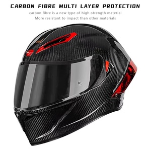 <span class=keywords><strong>Casco</strong></span> de motocicleta de cara completa de fibra de carbono de doble lente de primer rango, cascos de carreras de cola grande novedosos Vintage - Product Image 3