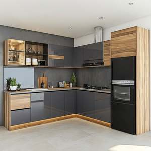 Cuisine moderne sur mesure avec plan de travail en quartz intégré et plaque de cuisson en acier inoxydable pour usage domestique - Product Image 6