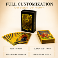 Jeu de cartes Oracle en plastique de haute qualité, impression personnalisée haut de gamme, vente en gros, bords dorés, feuille d'or, cartes de tarot avec guide